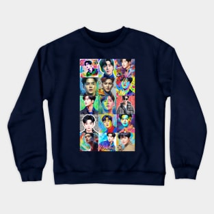 Rowoon SF9 로운 - colorful collage - fan art Crewneck Sweatshirt